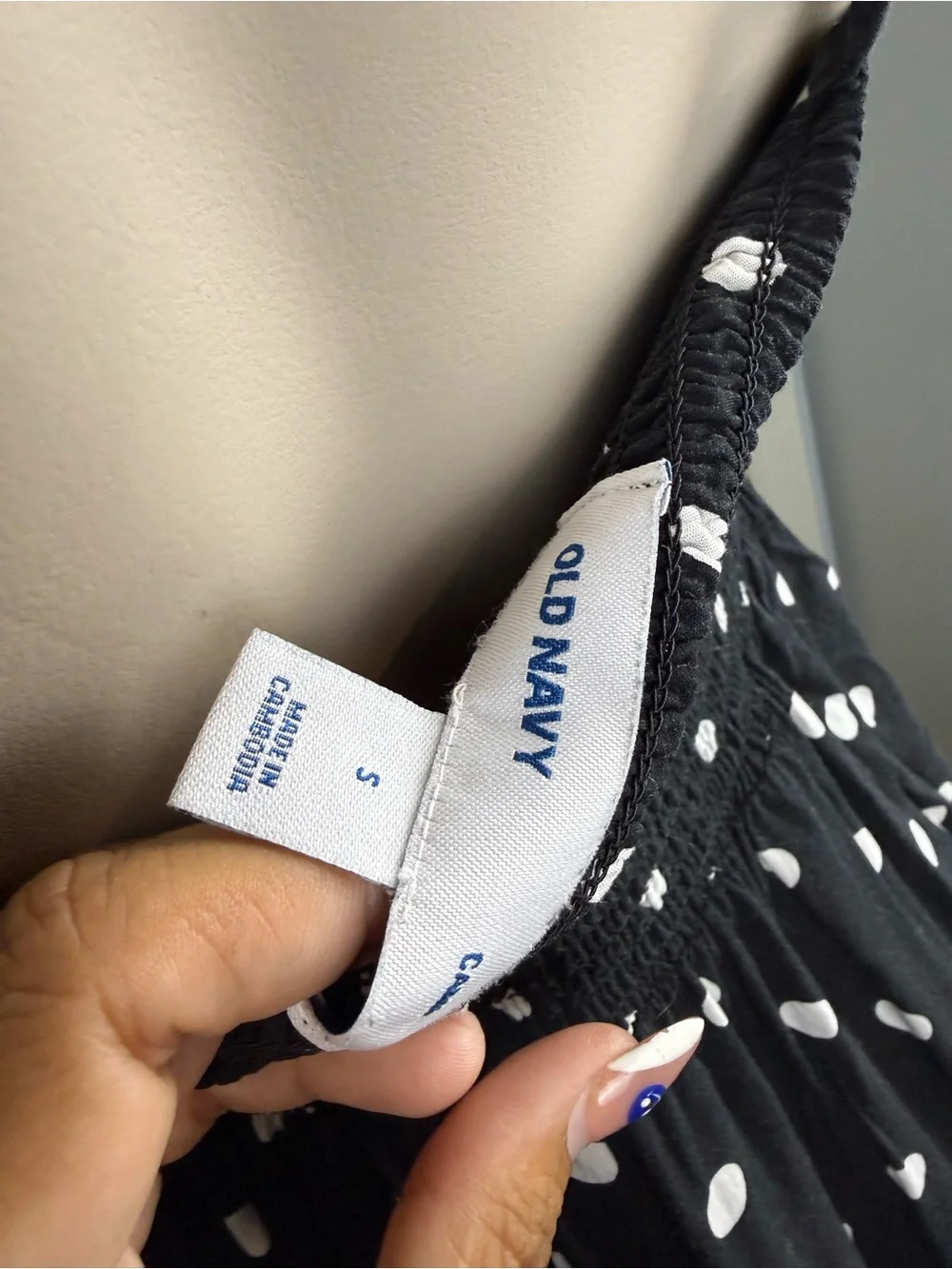 Old Navy Black and White Polka Dot Spaghetti Strap Dress
